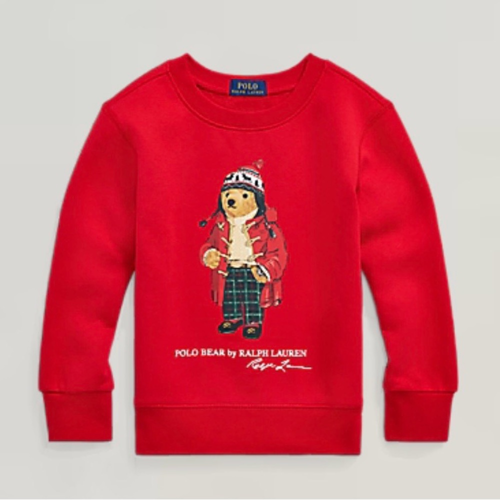 Polo Bear by Ralph Lauren Red Toddler Crewneck Fleece Sweatshirt | 3T